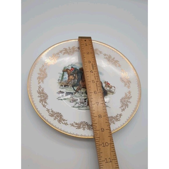Vintage Gainsborough Hunt Scene Plate Bone Charger Na England Horse Hounds... - Picture 2 of 5
